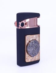 İskelet Amblem Jet Alev Puro Çakmağı - Siyah