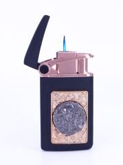 İskelet Amblem Jet Alev Puro Çakmağı - Siyah