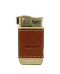 Honest Metal Pipo Çakmağı Deri Kaplama Gövde - Gold