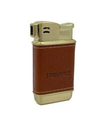 Honest Metal Pipo Çakmağı Deri Kaplama Gövde - Gold