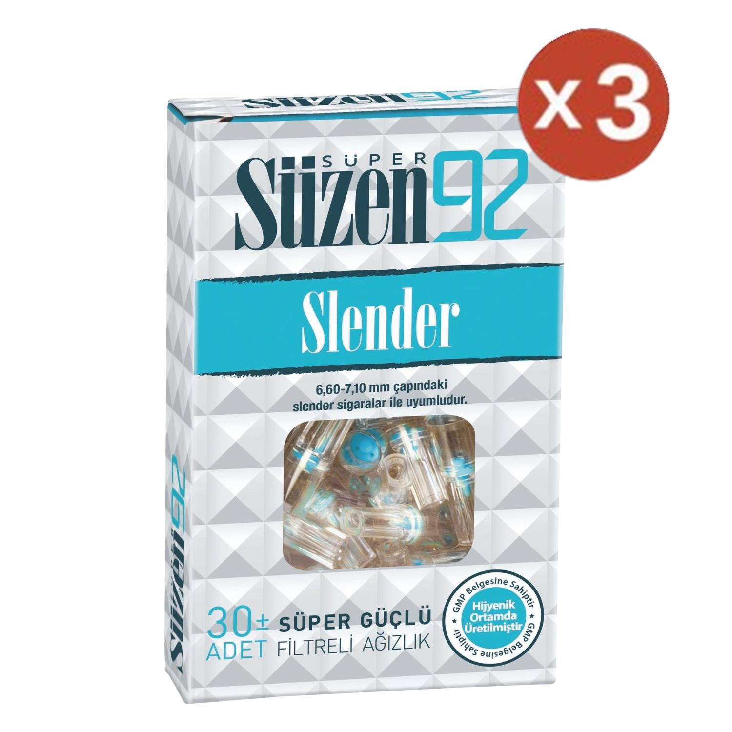Süzen92 Sigara Ağızlığı Filtresi Slender 3'lü Set
