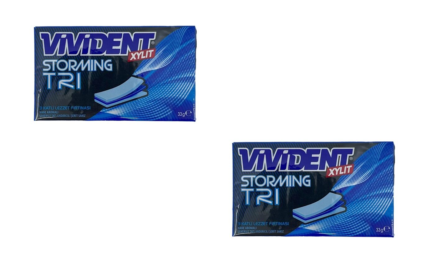 Vivident Storming XYLT TRI - Nane Aromalı Şekersiz Tatlandırıcılı Şerit Sakız (2 ADET)