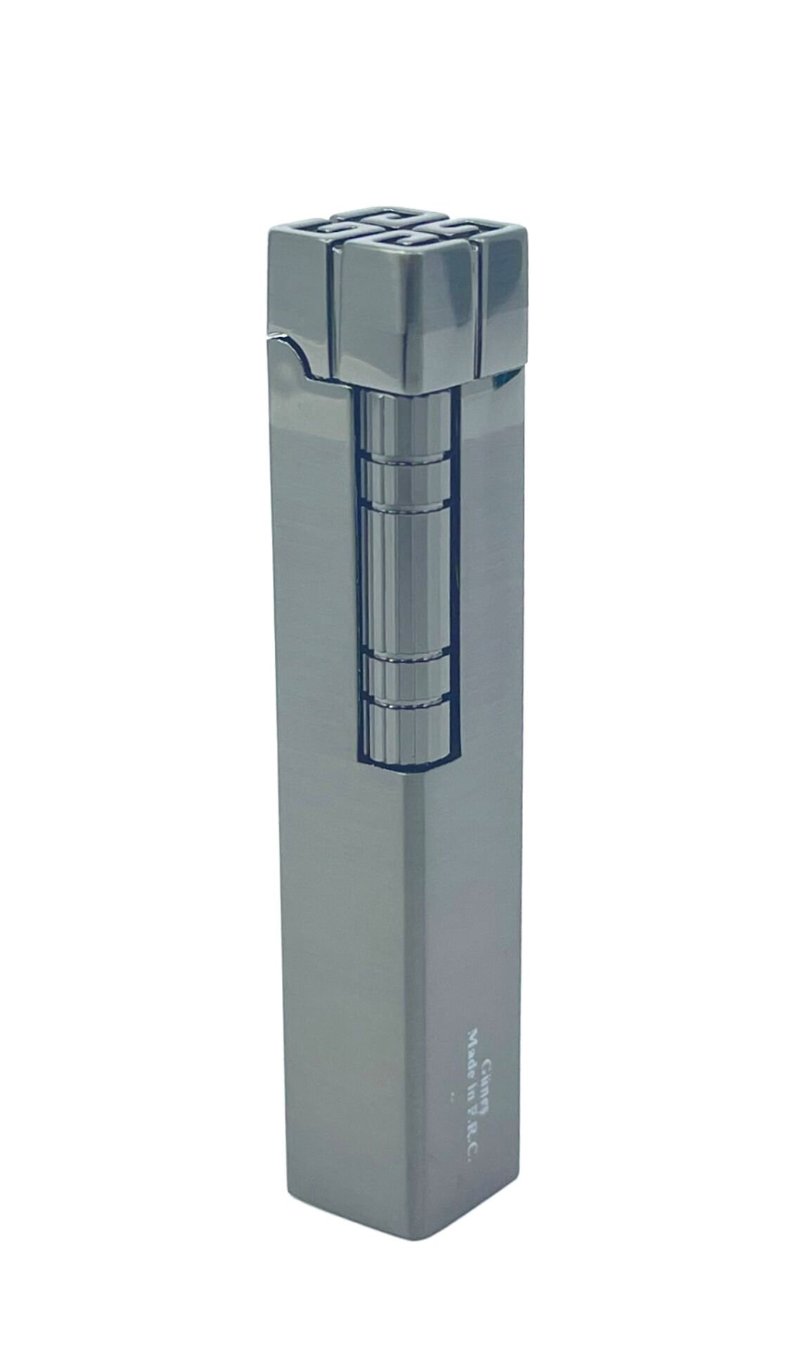 Slim Kare Metal Çakmak - Antrasit - Taşlı Gazlı