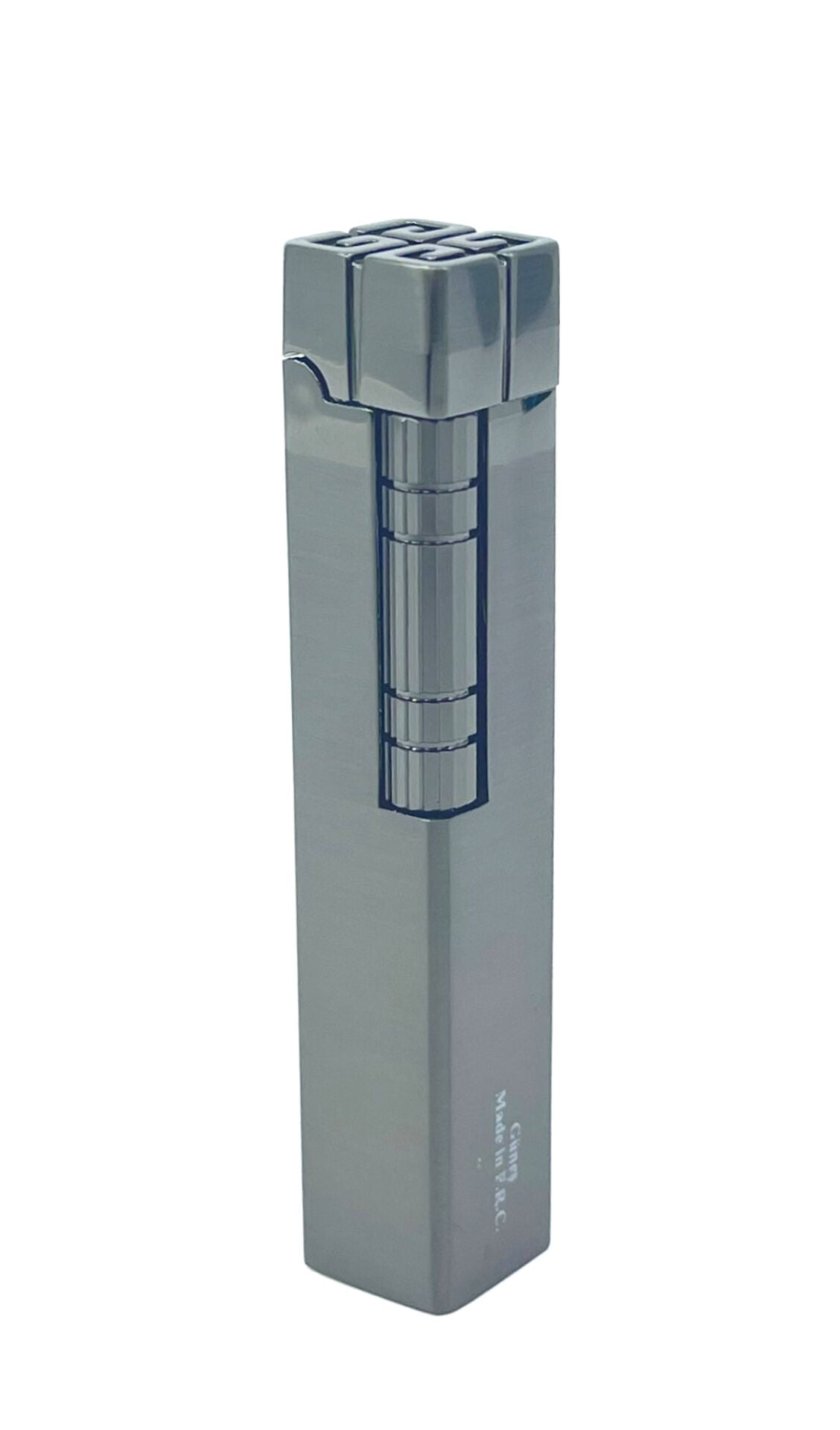 Slim Kare Metal Çakmak - Antrasit - Taşlı Gazlı