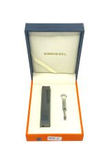 Slim Kare Metal Çakmak - Antrasit - Taşlı Gazlı