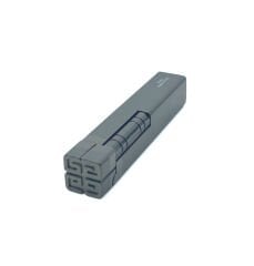 Slim Kare Metal Çakmak - Antrasit - Taşlı Gazlı