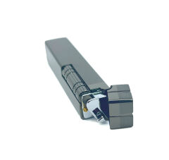 Slim Kare Metal Çakmak - Antrasit - Taşlı Gazlı