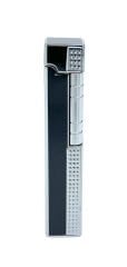 Slim Kare Metal Çakmak - Siyah/Gümüş Renk - Taşlı Gazlı