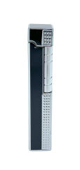 Slim Kare Metal Çakmak - Siyah/Gümüş Renk - Taşlı Gazlı