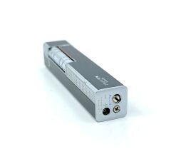 Slim Kare Metal Çakmak - Siyah/Gümüş Renk - Taşlı Gazlı