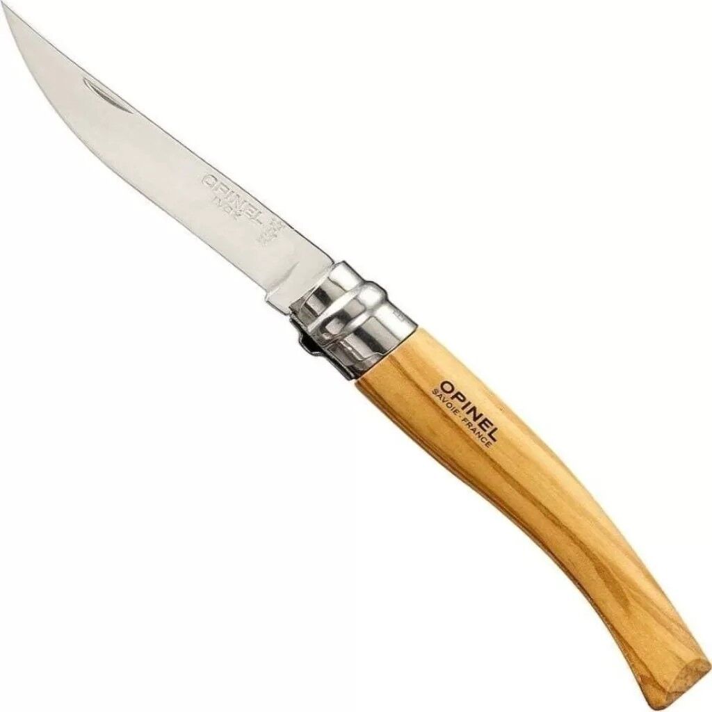 Opinel No.08 Zeytin Saplı İnce Paslanmaz Çelik Katlanır Fileto Bıçağı